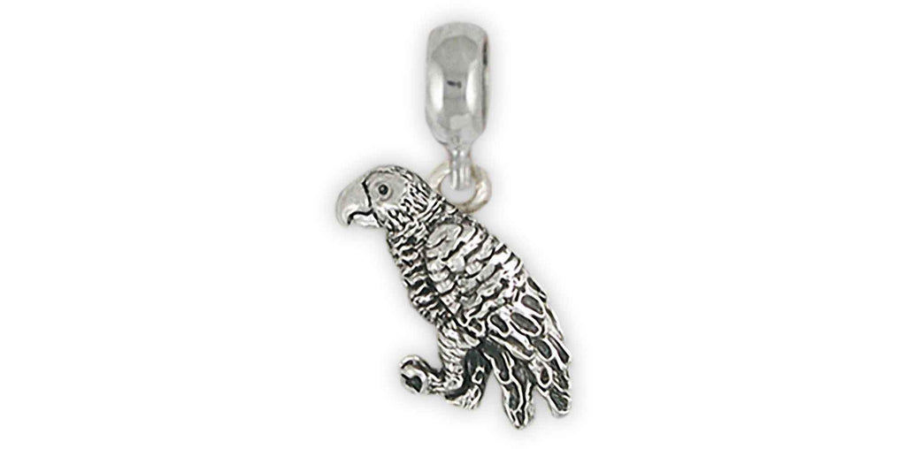 African Grey Charms African Grey Charm Slide Sterling Silver African Grey Jewelry African Grey jewelry