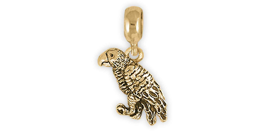 African Grey Charms African Grey Charm Slide 14k Gold African Grey Jewelry African Grey jewelry