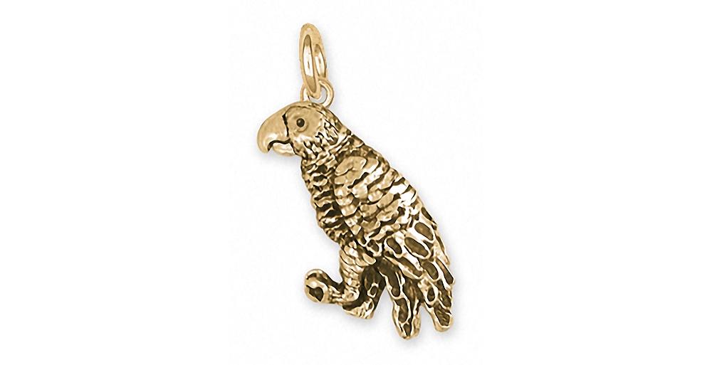 African Grey Charms African Grey Charm 14k Gold Parrot Jewelry African Grey jewelry