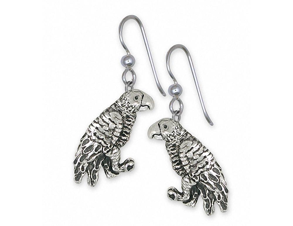 African Grey Charms African Grey Earrings Sterling Silver Parrot Jewelry African Grey jewelry