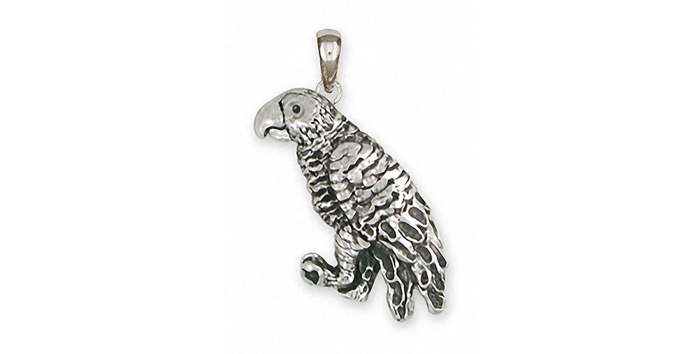 African Grey Charms African Grey Pendant Sterling Silver Parrot Jewelry African Grey jewelry