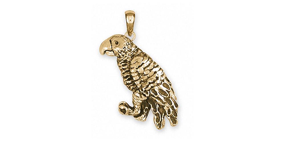 African Grey Charms African Grey Pendant 14k Gold Parrot Jewelry African Grey jewelry