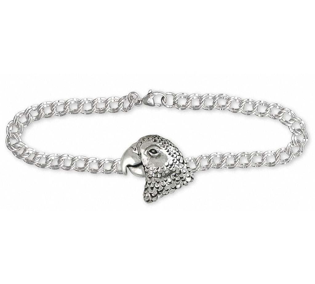 African Grey Charms African Grey Bracelet Sterling Silver Parrot Jewelry African Grey jewelry