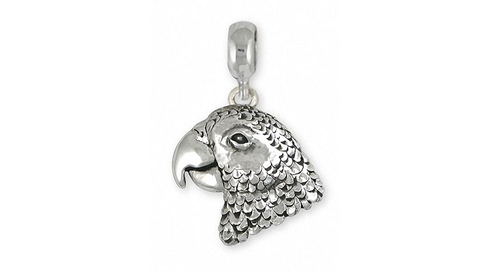 African Grey Charms African Grey Charm Slide Sterling Silver Parrot Jewelry African Grey jewelry