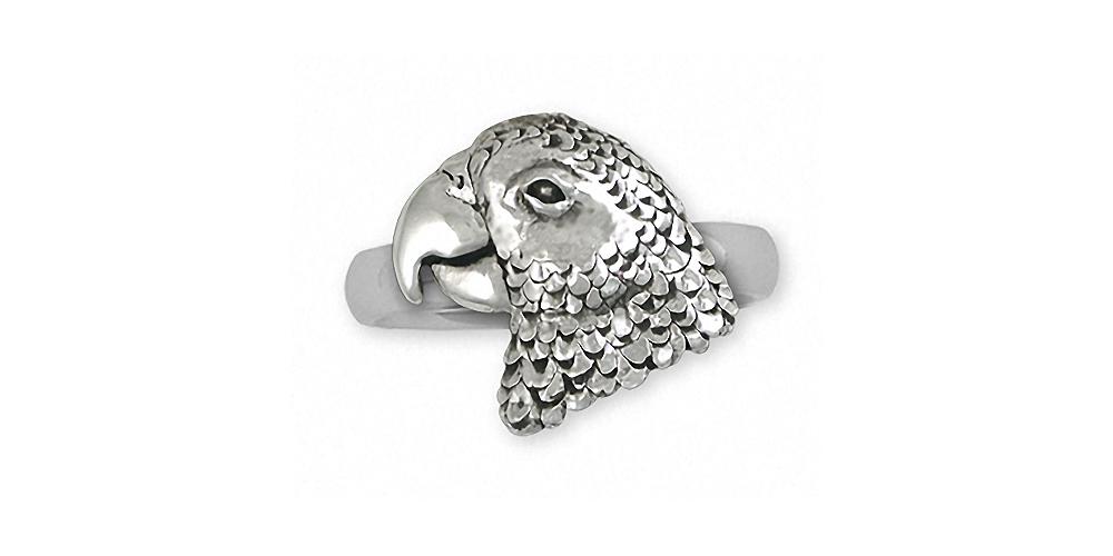 African Grey Charms African Grey Ring Sterling Silver Parrot Jewelry African Grey jewelry