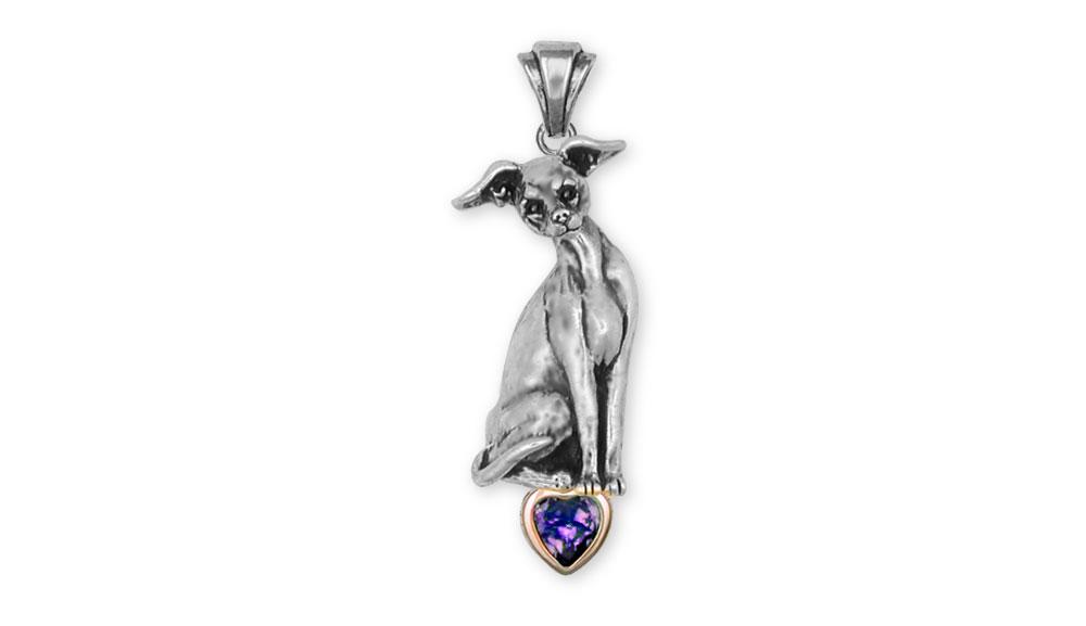 Italian Greyhound Charms Italian Greyhound Pendant Silver And 14k Gold Ig Jewelry Italian Greyhound jewelry