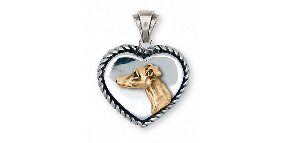 Italian Greyhound Charms Italian Greyhound Pendant Silver And 14k Gold Dog Jewelry Italian Greyhound jewelry