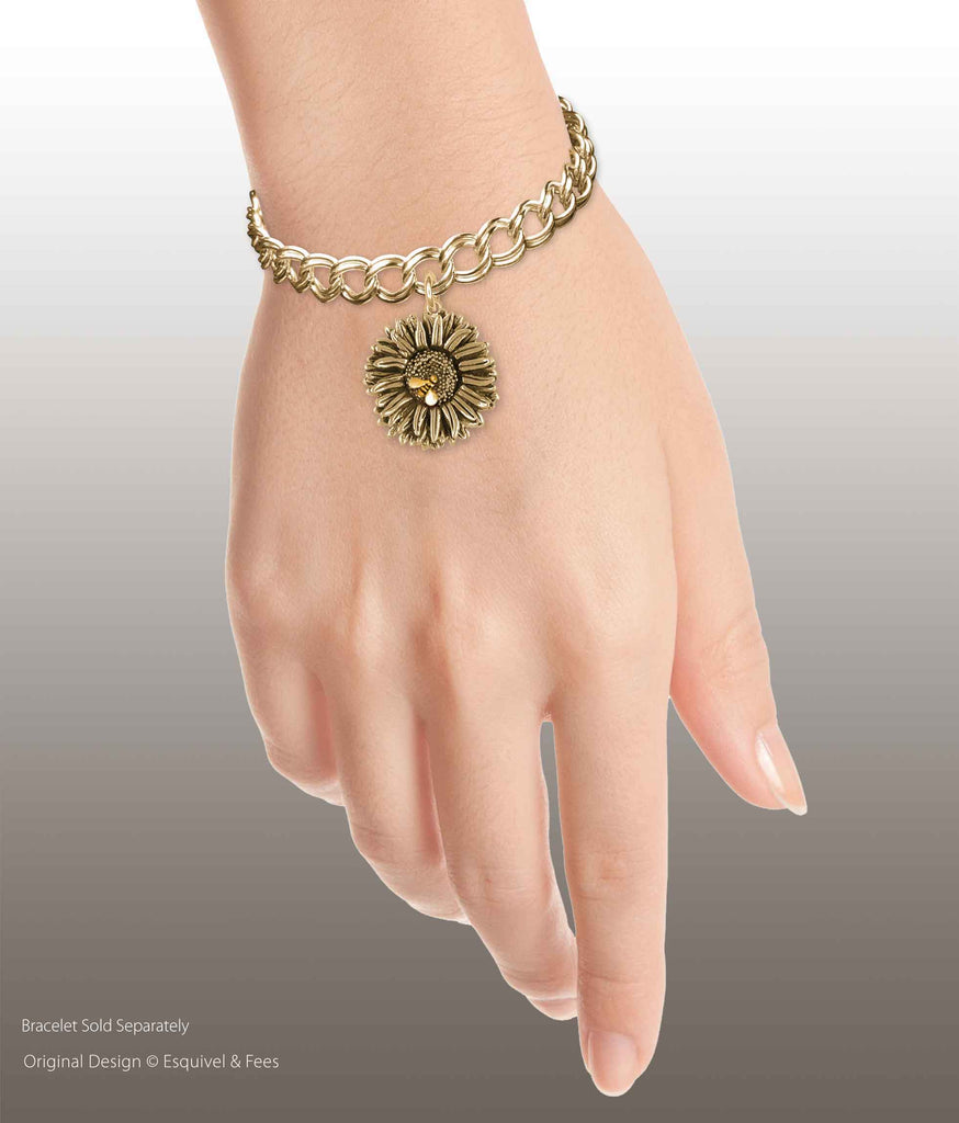 Aster Jewelry 14k Yellow Gold Handmade Aster Flower Charm  AST1-BEECG