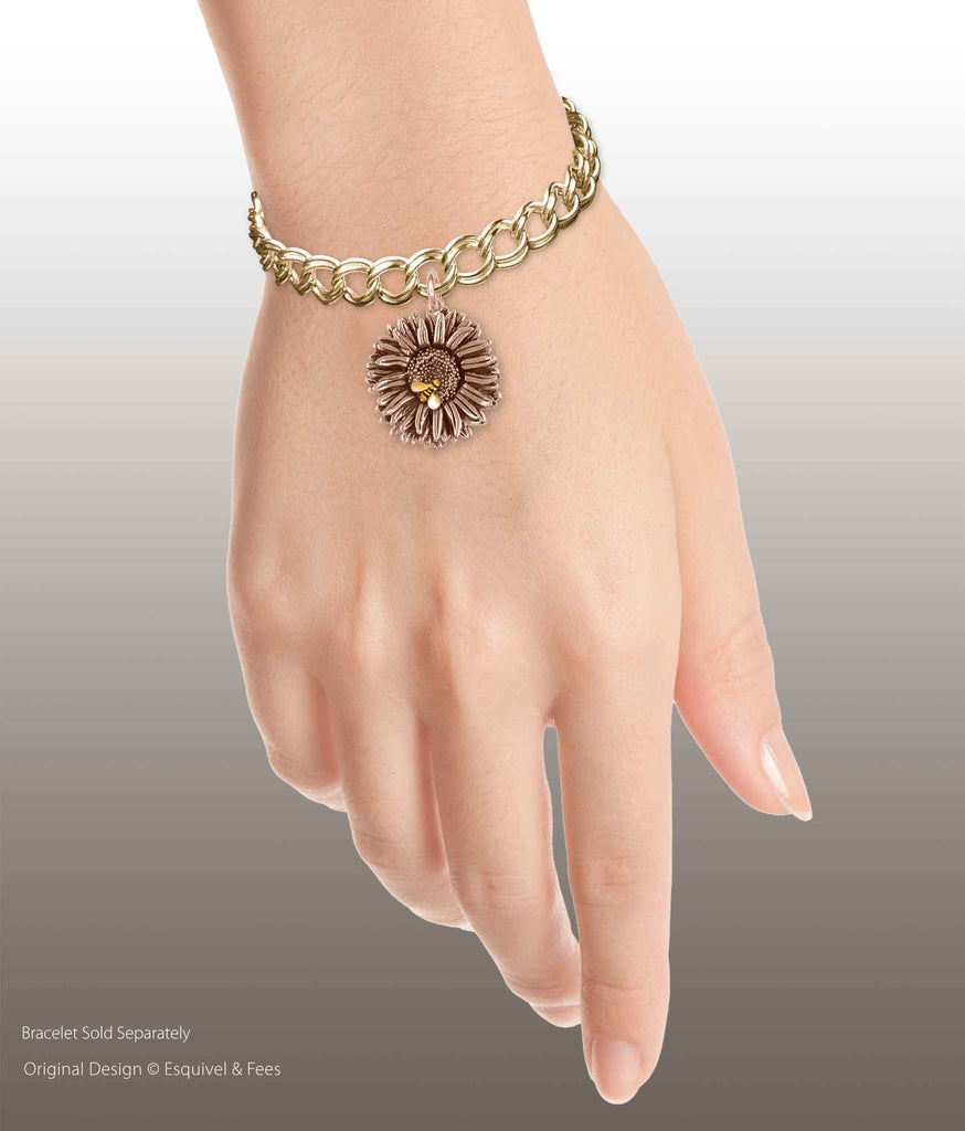 Aster Jewelry 14k Rose Gold Handmade Aster Flower Charm  AST1-BEECRG