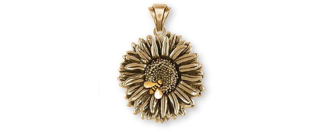Aster Charms Aster Pendant 14k Yellow Gold Aster Flower Jewelry Aster jewelry