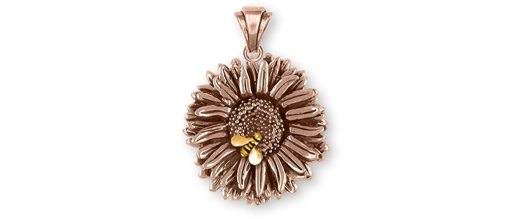 Aster Charms Aster Pendant 14k Rose Gold Aster Flower Jewelry Aster jewelry
