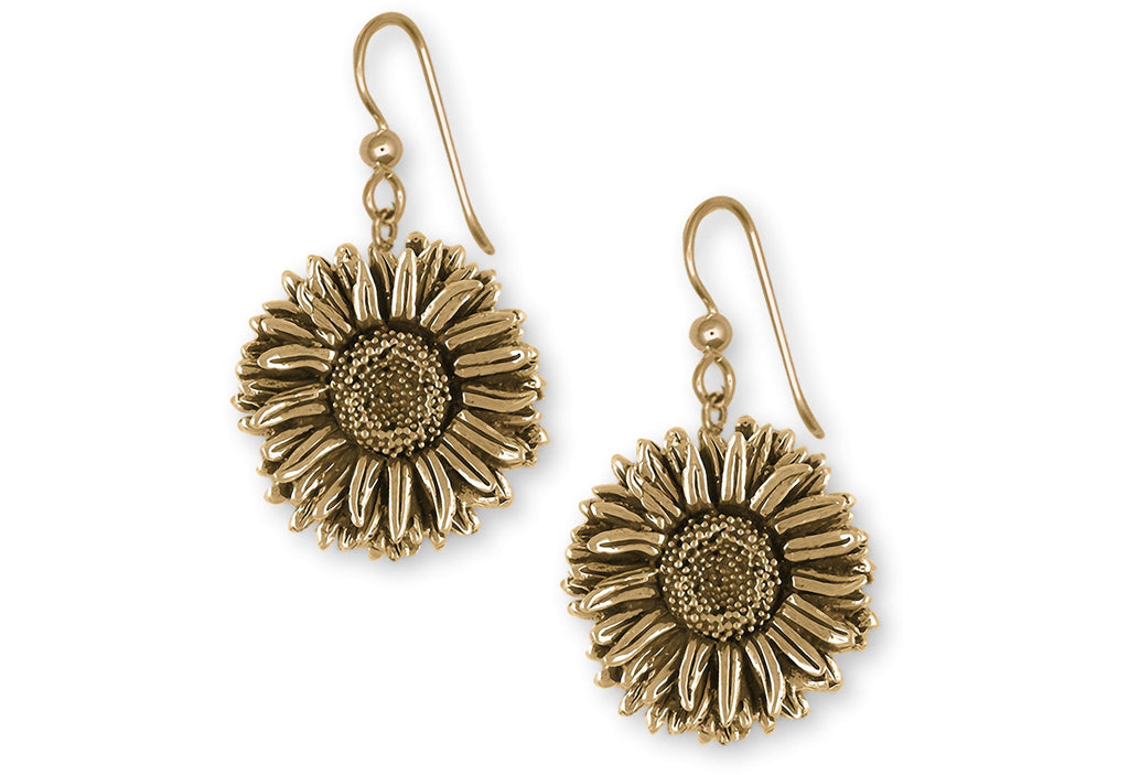 Aster Charms Aster Earrings 14k Yellow Gold Aster Flower Jewelry Aster jewelry