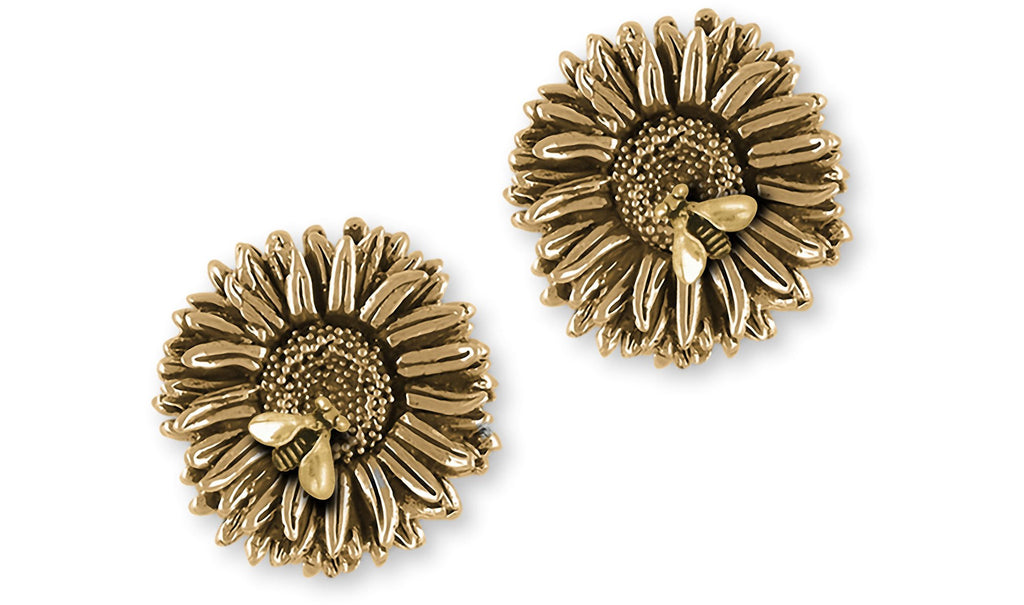 Aster Charms Aster Cufflinks 14k Yellow Gold Aster Flower Jewelry Aster jewelry