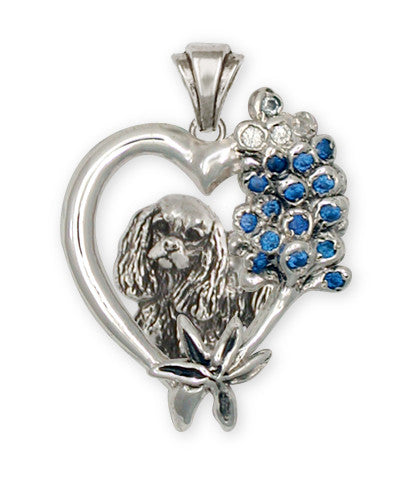Cavalier King Charles Spaniel Bluebonnet Pendant Jewelry Handmade Sterling Silver BB1CV
