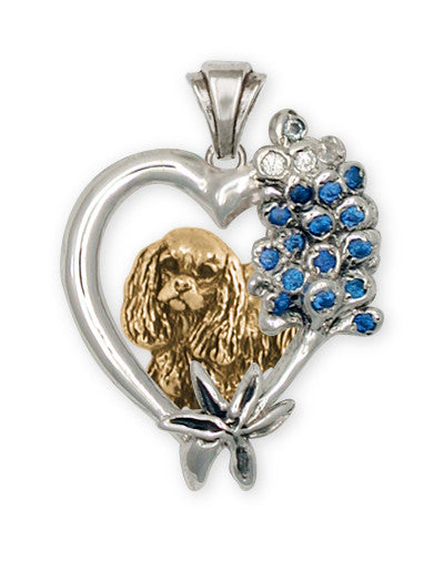Cavalier King Charles Spaniel Pendant Jewelry Handmade Two Tone Gold Vermeil BB1CVM
