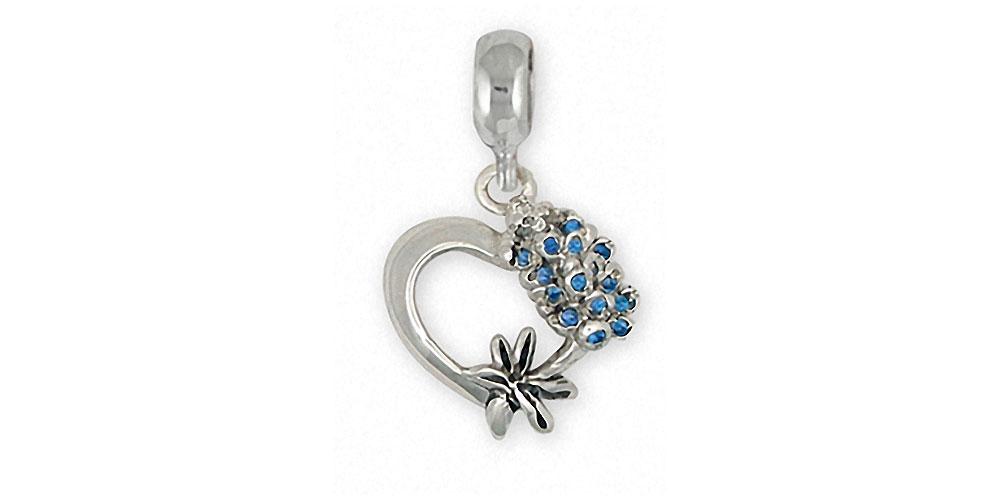 Bluebonnet Charms Bluebonnet Charm Slide Sterling Silver Texas Wildflower Jewelry Bluebonnet jewelry