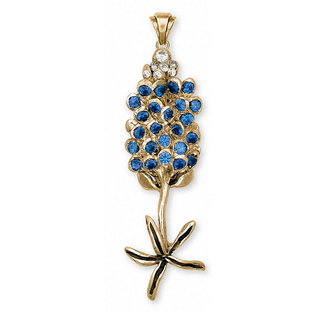 Bluebonnet Charms Bluebonnet Pendant 14k Gold Texas Wildflower Jewelry Bluebonnet jewelry