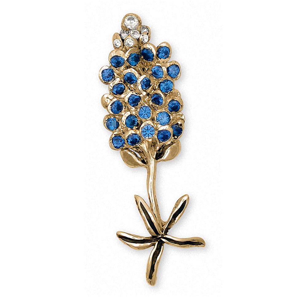Bluebonnet Charms Bluebonnet Brooch Pin 14k Gold Texas Wildflower Jewelry Bluebonnet jewelry