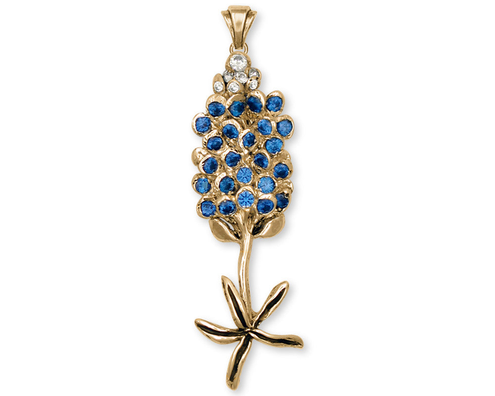 Bluebonnet Charms Bluebonnet Pendant Gold Vermeil Flower Jewelry Bluebonnet jewelry