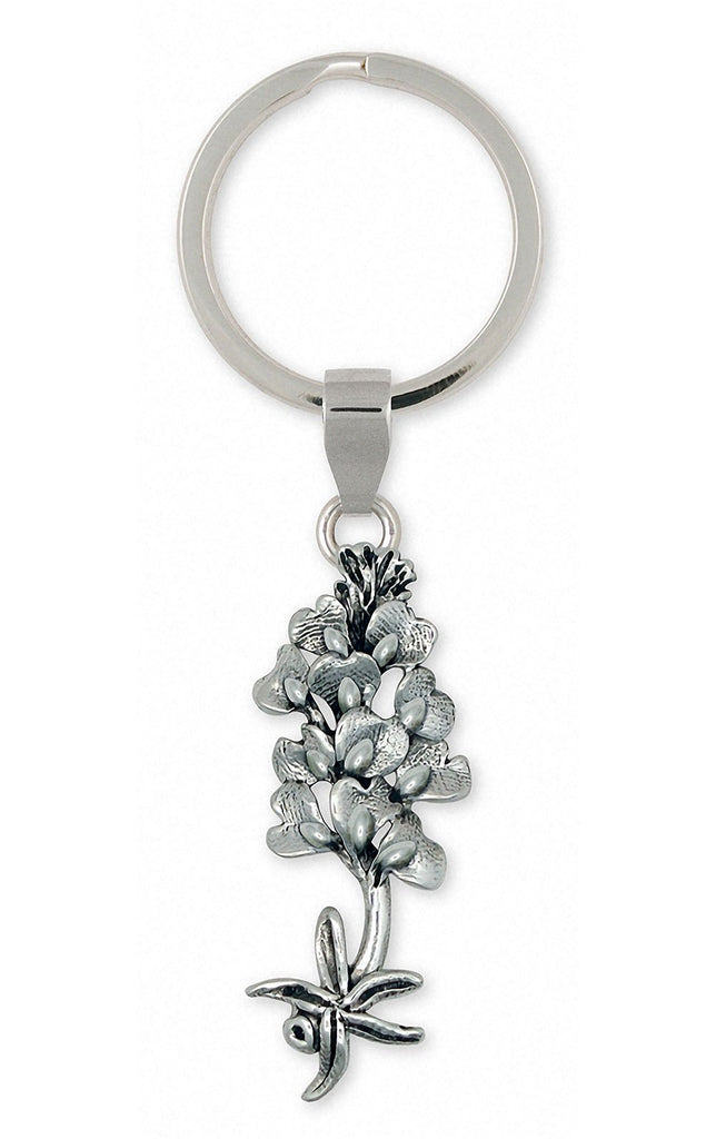 Bluebonnet Charms Bluebonnet Key Ring Sterling Silver Texas Wildflower Jewelry Bluebonnet jewelry
