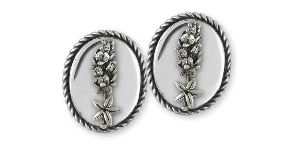 Bluebonnet Charms Bluebonnet Cufflinks Sterling Silver Flower Jewelry Bluebonnet jewelry