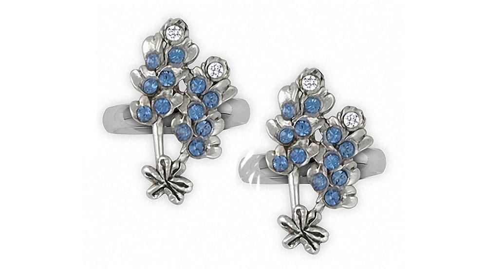 Bluebonnet Charms Bluebonnet Cufflinks Sterling Silver Texas Wildflower Jewelry Bluebonnet jewelry