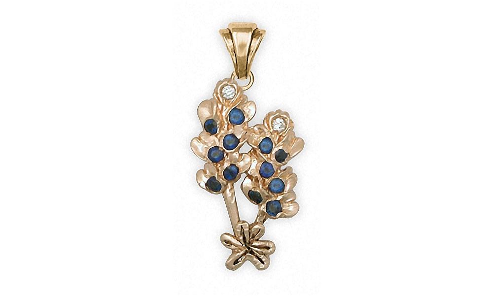 Bluebonnet Charms Bluebonnet Pendant 14k Gold Texas Wildflower Jewelry Bluebonnet jewelry