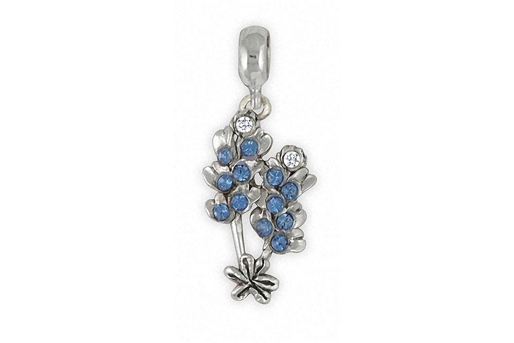 Bluebonnet Charms Bluebonnet Charm Slide Sterling Silver Texas Wildflower Jewelry Bluebonnet jewelry