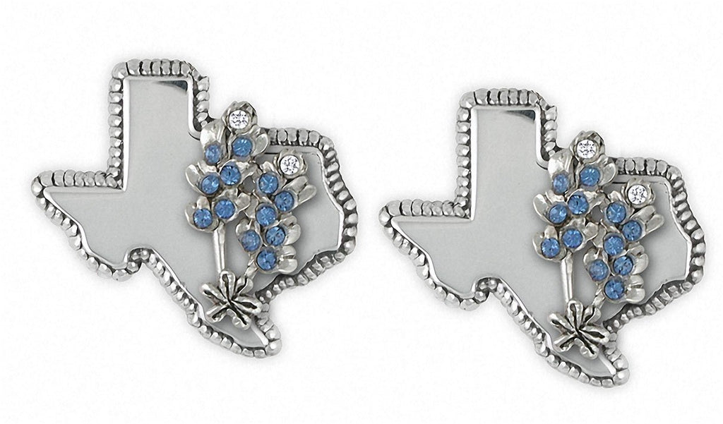 Bluebonnet Charms Bluebonnet Cufflinks Sterling Silver Texas Wildflower Jewelry Bluebonnet jewelry