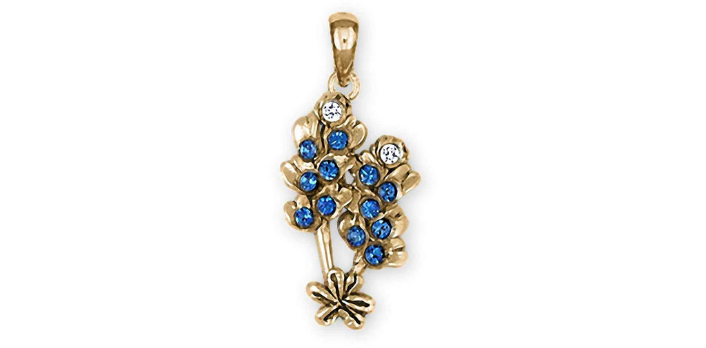 Bluebonnet Charms Bluebonnet Pendant 14k Gold Bluebonnet Flower Jewelry Bluebonnet jewelry