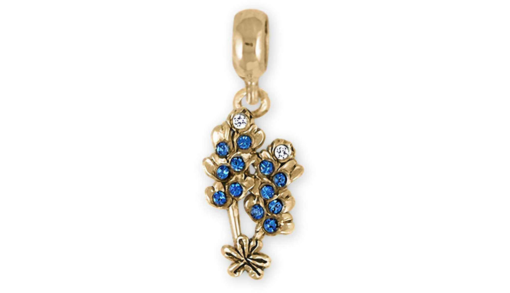Bluebonnet Charms Bluebonnet Charm Slide 14k Gold Bluebonnet Flower Jewelry Bluebonnet jewelry