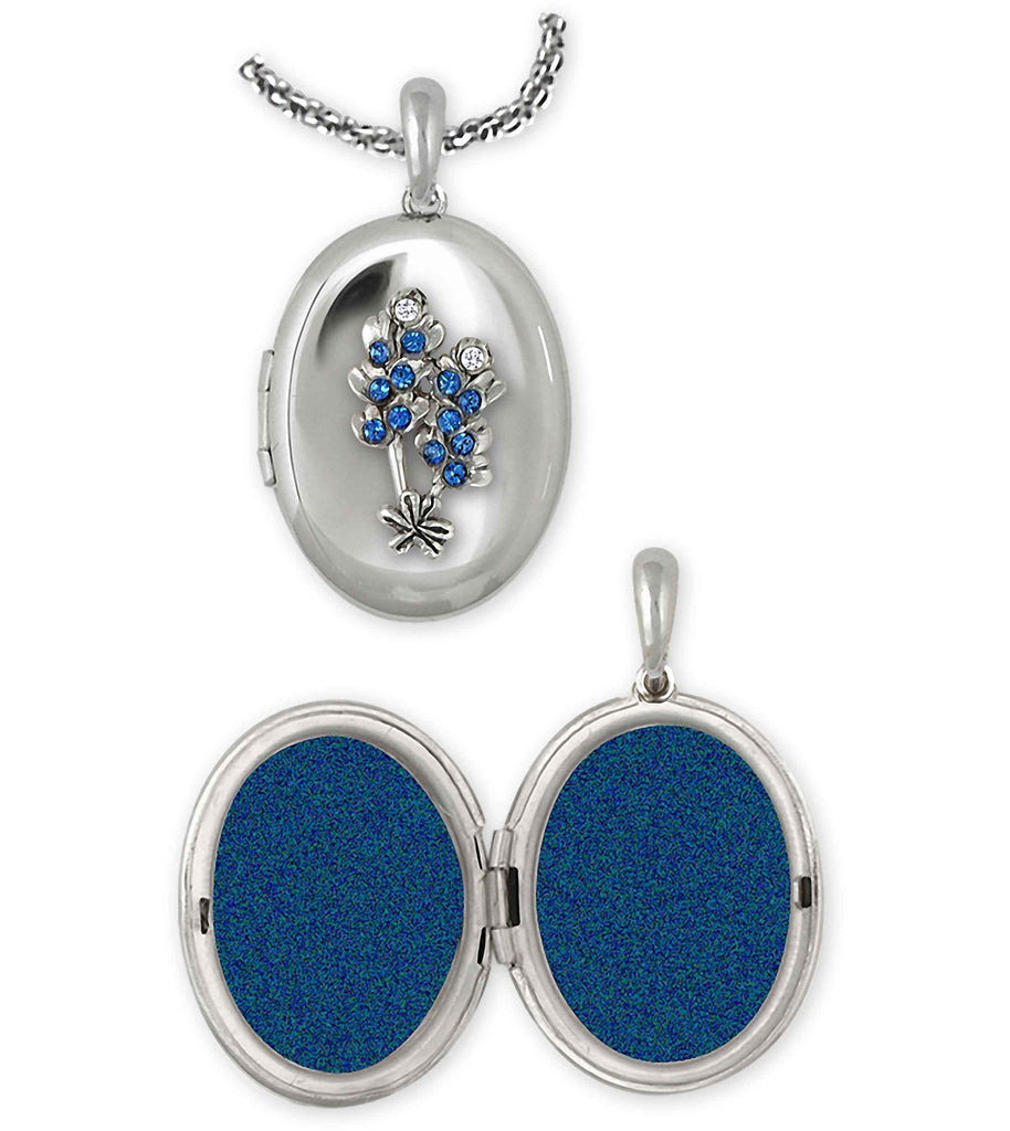 Bluebonnet Charms Bluebonnet Photo Locket Sterling Silver Bluebonnet Flower Jewelry Bluebonnet jewelry
