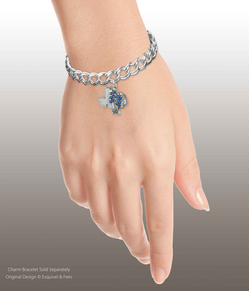 Bluebonnet Jewelry Sterling Silver Handmade Bluebonnet Flower Charm  BBD2XTS-C