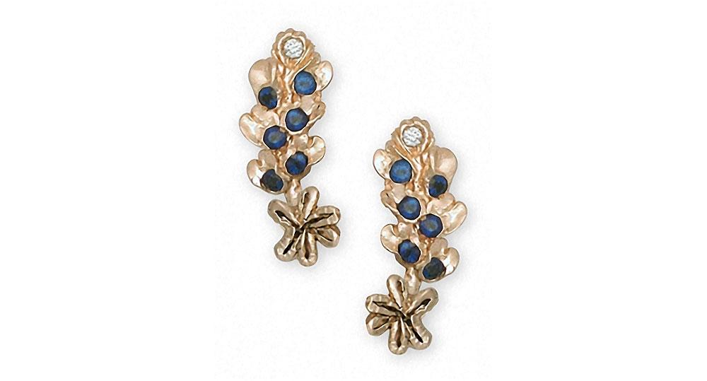 Bluebonnet Charms Bluebonnet Earrings 14k Gold Texas Wildflower Jewelry Bluebonnet jewelry