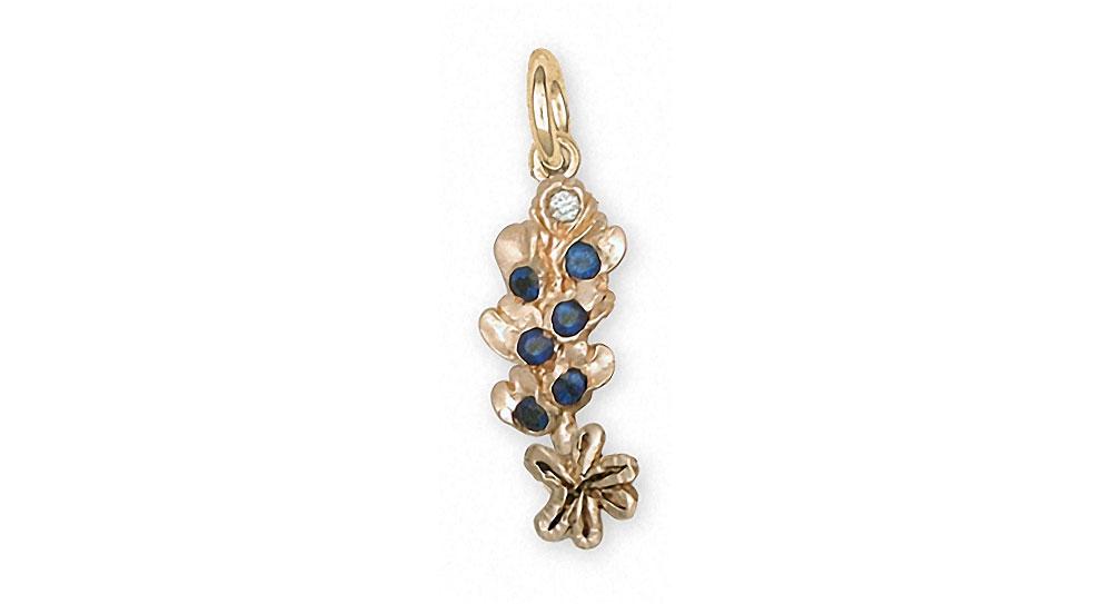 Bluebonnet Charms Bluebonnet Charm 14k Gold Texas Wildflower Jewelry Bluebonnet jewelry