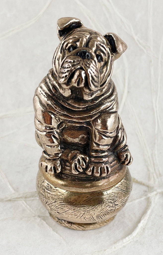 Bulldog Charms Bulldog Figurine Yellow Bronze Bulldog  Figurine Box Jewelry Bulldog jewelry