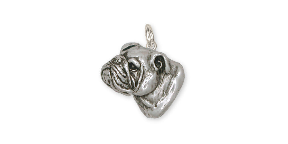 Solid .925 Sterling Silver Bulldog Charm Pendant - Handcrafted In USA, Gift For Dog Lovers & Owners