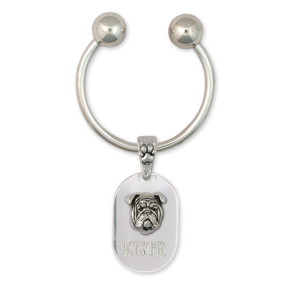 Bulldog Charms Bulldog Key Ring Sterling Silver Dog Jewelry Bulldog jewelry