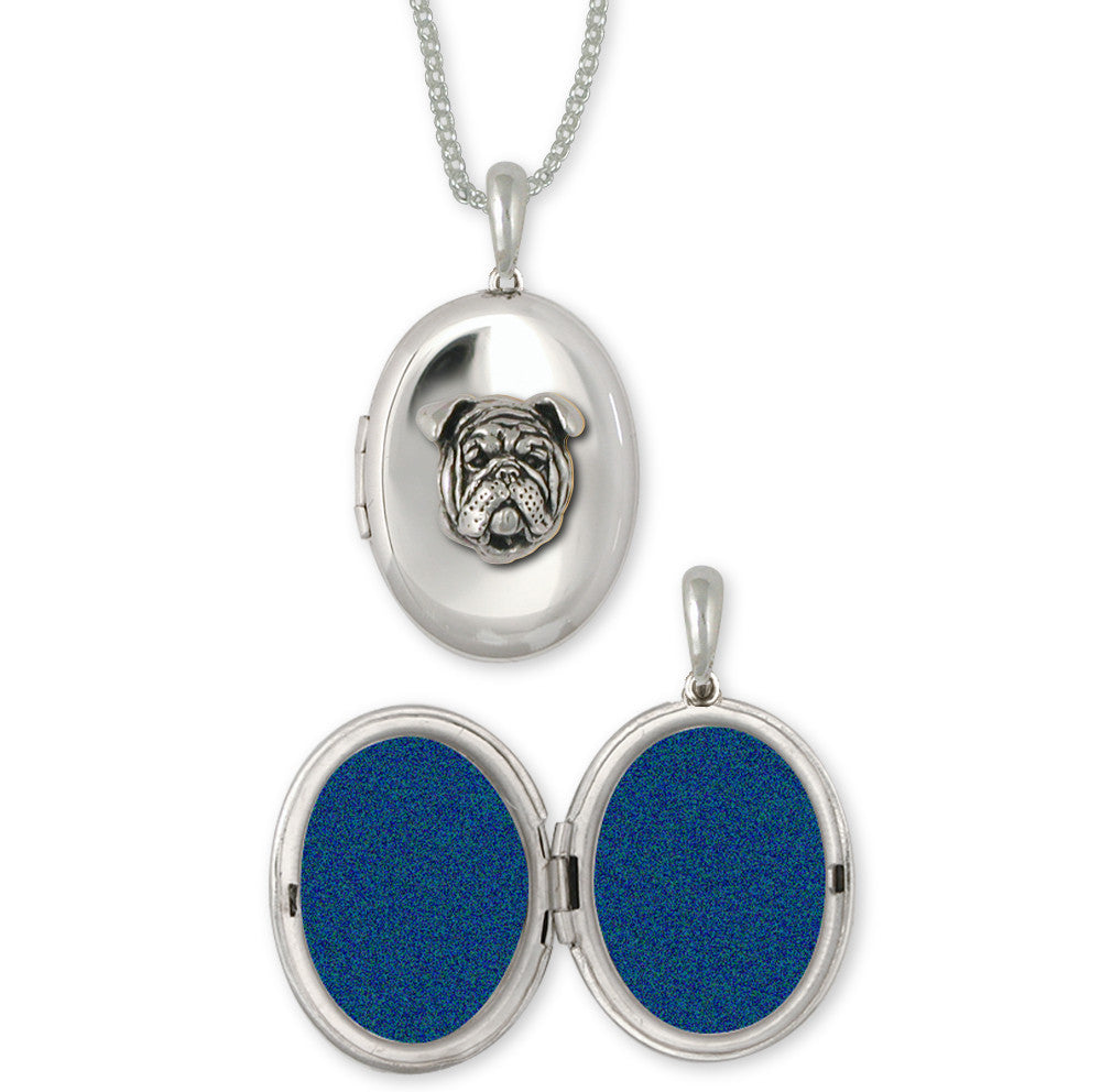 Bulldog Charms Bulldog Photo Locket Sterling Silver Dog Jewelry Bulldog jewelry