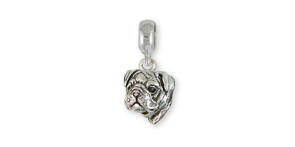 Bulldog Charms Bulldog Charm Slide Sterling Silver Dog Jewelry Bulldog jewelry