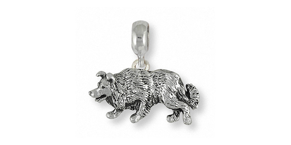 Border Collie Charms Border Collie Charm Slide Sterling Silver Dog Jewelry Border Collie jewelry