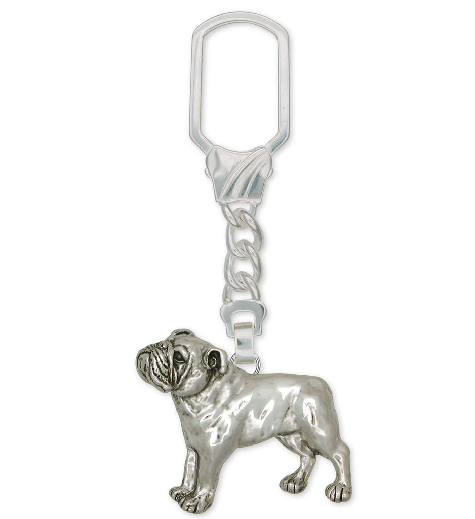 Bulldog Charms Bulldog Key Ring Sterling Silver Dog Jewelry Bulldog jewelry