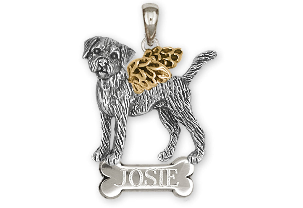 Border Terrier Charms Border Terrier Pendant Silver And 14k Gold Border Terrier Jewelry Border Terrier jewelry