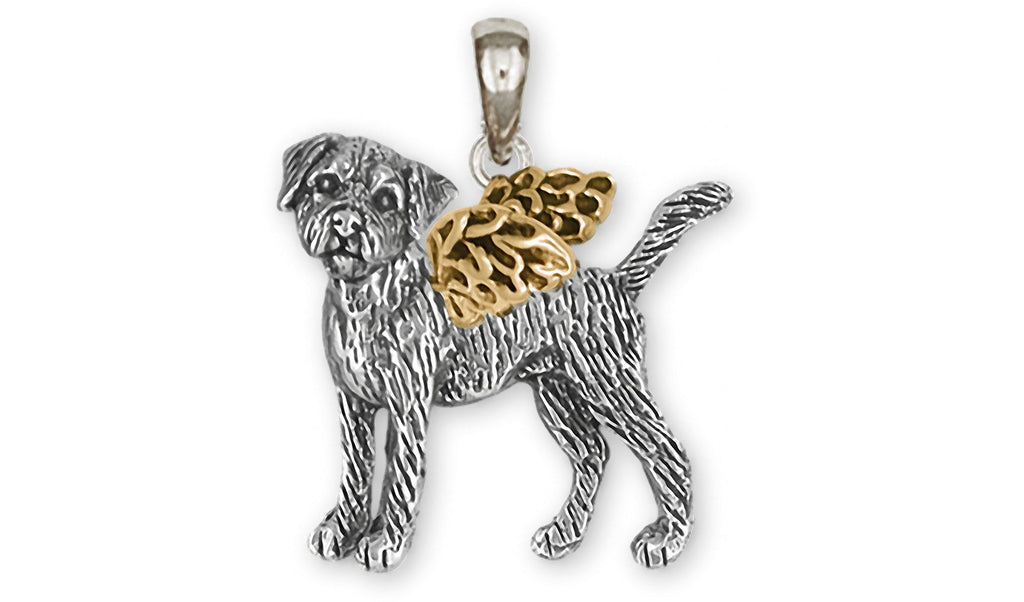 Border Terrier Charms Border Terrier Pendant Silver And 14k Gold Border Terrier Jewelry Border Terrier jewelry