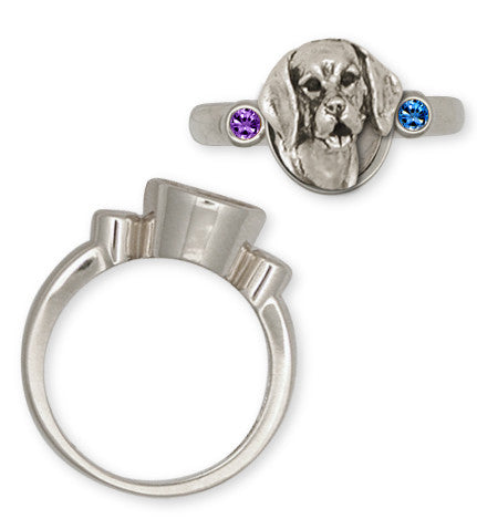 Beagle Dog Birthstone Ring Jewelry Handmade Sterling Silver  BG16-SR