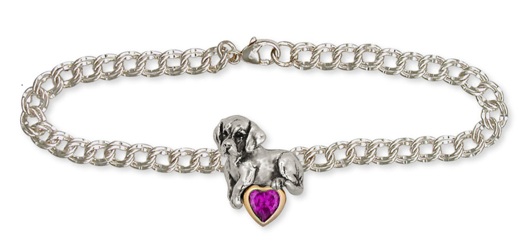 Beagle Dog Birthstone Bracelet Jewelry Sterling Silver And 14k Gold  BG8-BR