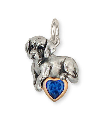 Beagle Dog Birthstone Charm Jewelry Sterling Silver And 14k Gold  BG8-TC