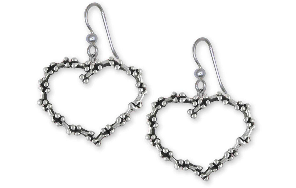 Bone Charms Bone Earrings Sterling Silver Dog Bone Heart Jewelry Bone jewelry