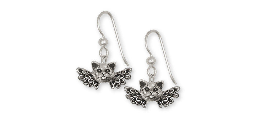 British Shorthair Angel Charms British Shorthair Angel Earrings Sterling Silver Cat Jewelry British Shorthair Angel jewelry