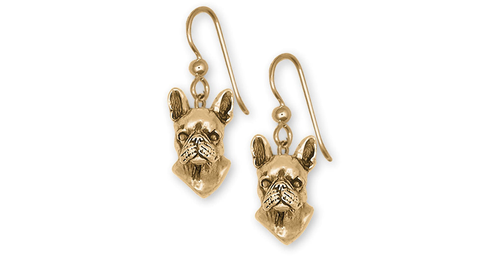 Boston Terrier Charms Boston Terrier Earrings 14k Yellow Gold Boston Terrier Jewelry Boston Terrier jewelry